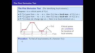 Calculus I, Lecture 31: Local Extrema and the First Derivative Test
