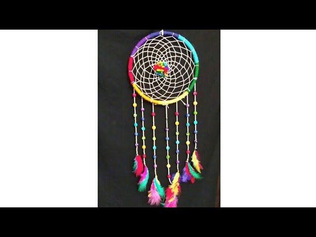 How to Make a Dream Catcher (Colorful Rainbow with Beads) - Single