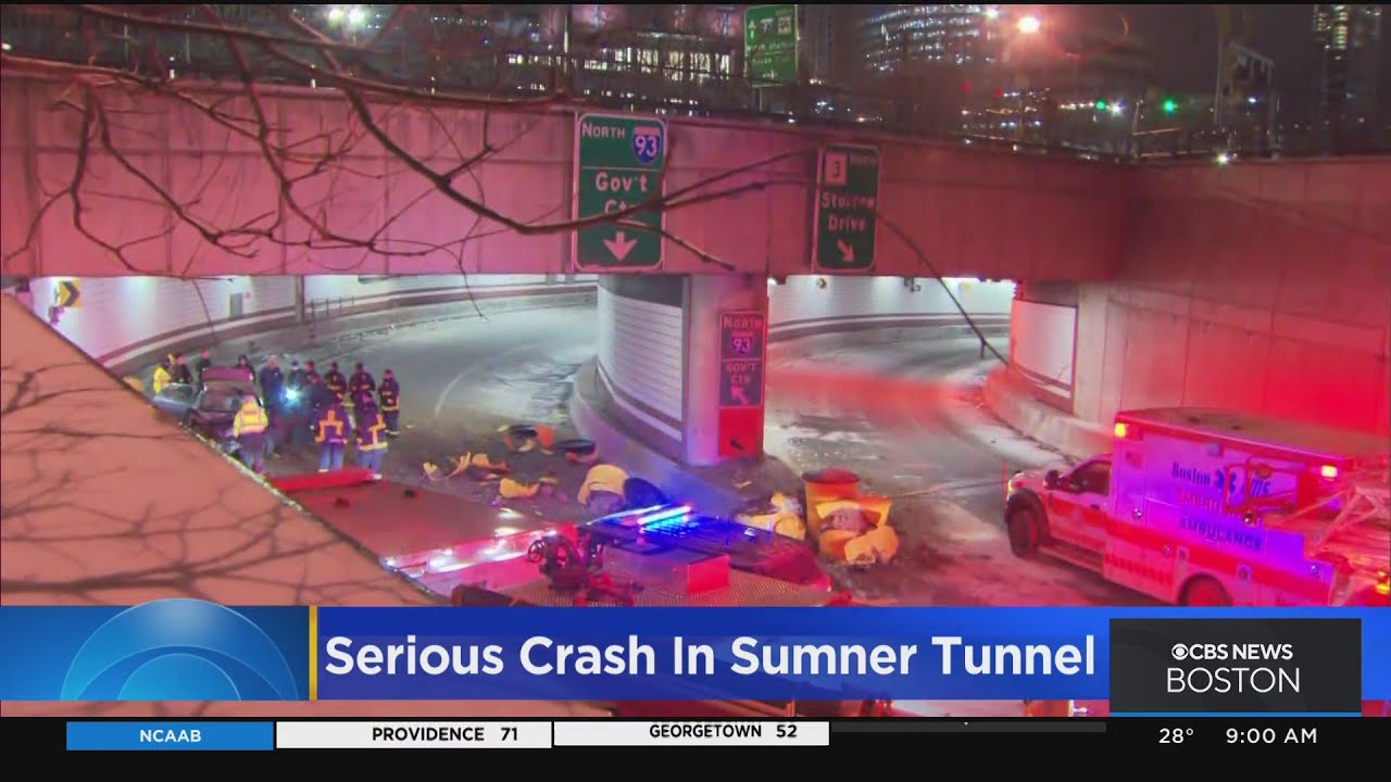 Car Heavily Damaged In Sumner Tunnel Crash YouTube