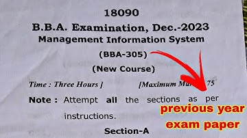 305,BBA 3RD SEM [ MANAGEMENT INFORMATION SYSTEM] PREVIOUS YEAR EXAM PAPER CCSU BBA 2023 24 🥳🥳