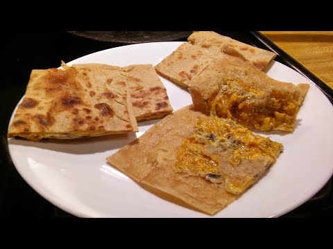 breakfast-egg,-cheese-and-mushroom-stuffed-paratha---indian-street-food-style