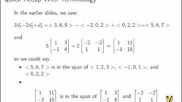 Linear Algebra Junior Unit 5 Part A - Linear Combinations and Spanning Sets