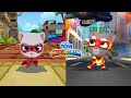 Talking Tom Hero Dash - Super Tom Vs Ladybug Angela Defeat All Rakoon Bosses In Sky Zones Gameplays 