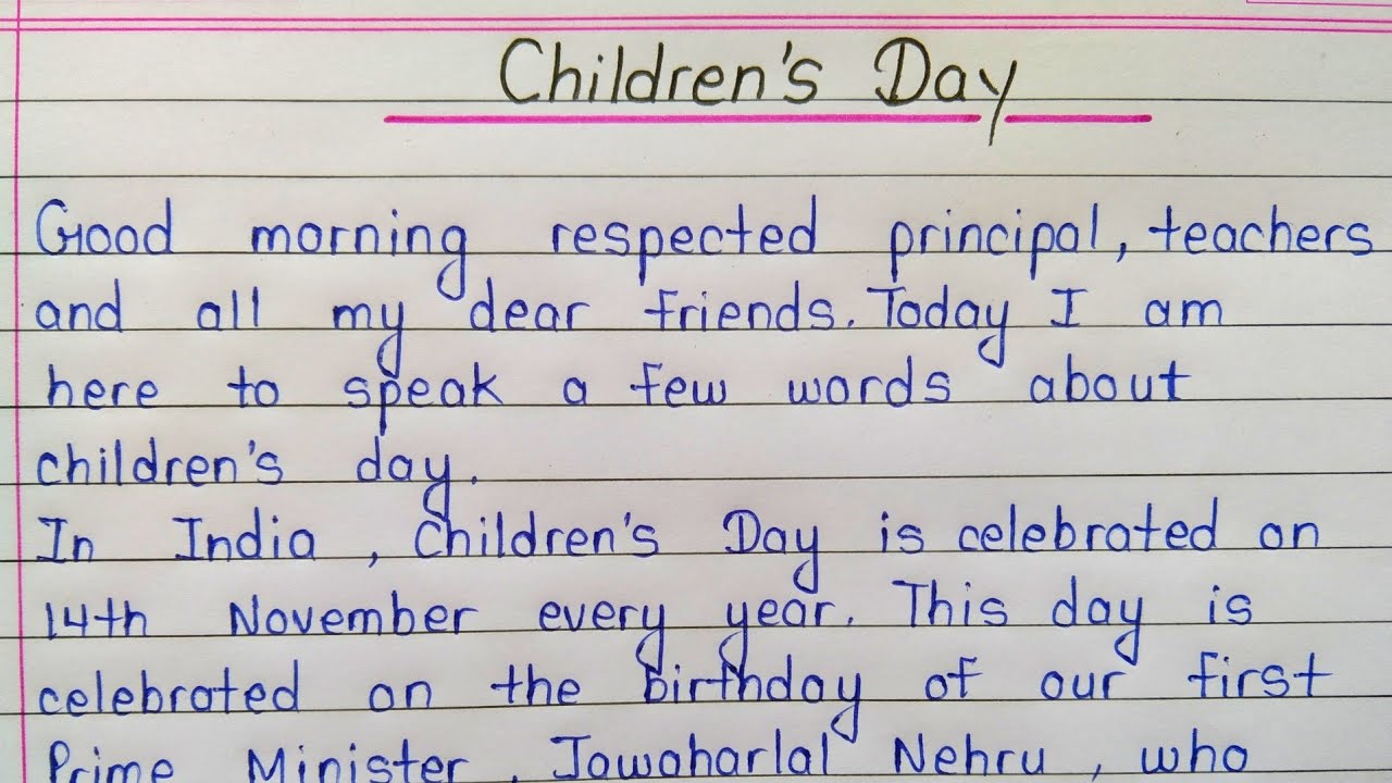 Short speech on Children's day || Children day speech in english - YouTube