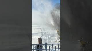 Making Snow In A Clear Sunny Day.