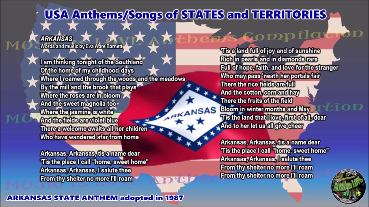 Arkansas State Anthem ARKANSAS with music, vocal and lyrics YouTube