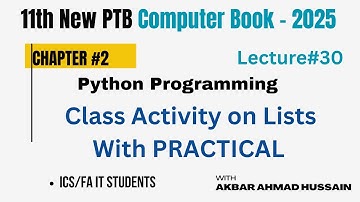 Class Activity on Lists in Python | 1st Year Computer Science PTB 2025 | ICS FA IT in Urdu