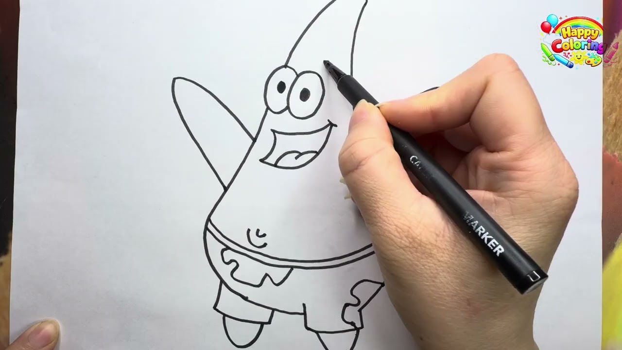 How to Draw Patrick Star Step by Step | Easy Drawing for Kids & Beginners 🎨