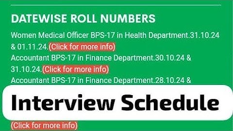 SPSC Update II Accountant BPS-17 II Datewise Interview Schedule II Finance Department#spsc