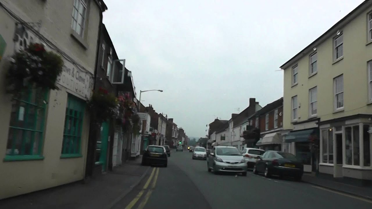 Driving Along Worcester Road, High Street & Broad Street, Pershore, Worcestershire, England