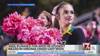 Vigil for Apex cheerleader killed in crash set for Sunday