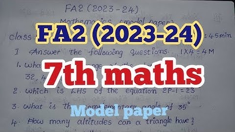 FA2 (2023-24)/ 7th maths model paper