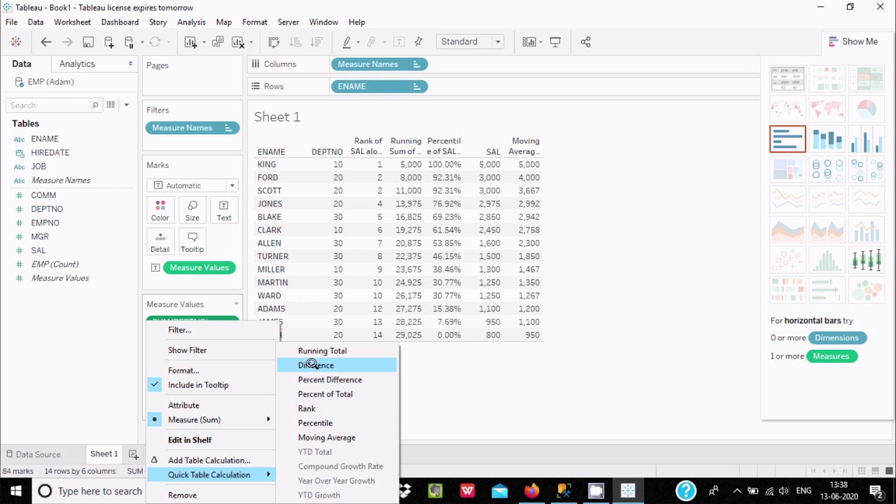Table Calculation in Tableau