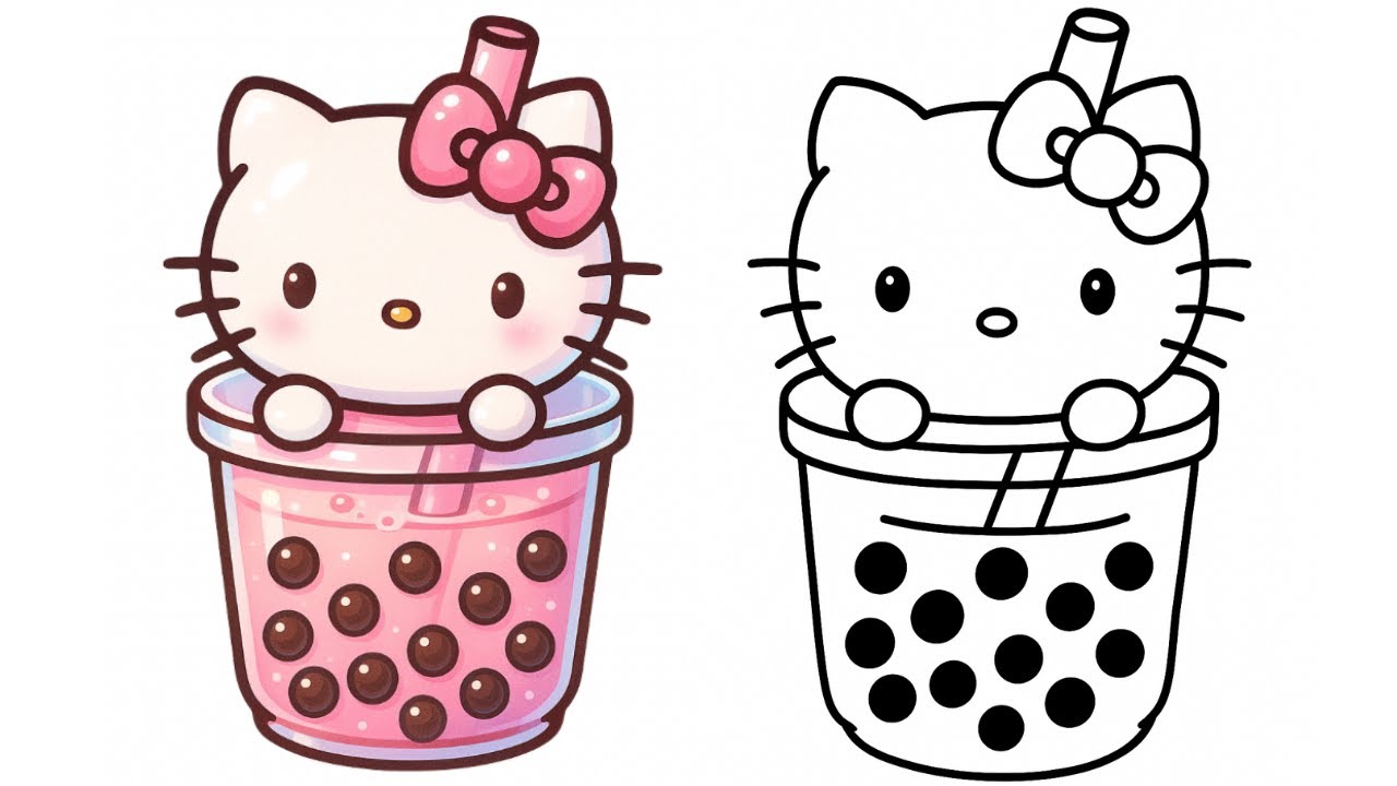 Как нарисовать Hello Kitty🍓 | Как нарисовать Hello Kitty Bubble Tea
