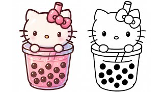 Hello Kitty Nasıl Çizilir How To Draw Hello Kitty Bubble Tea