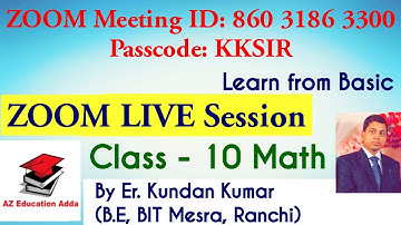 Coordinate Geometry (Part-3), ZOOM ID - 86031863300, Passcode - "KKSIR" Class 10 Math Chapter-7/CBSE