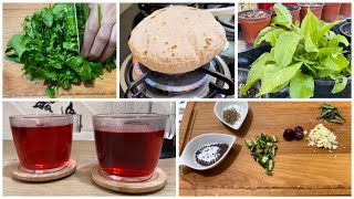 Preparing Food From My Home Grown Vegetables | Making Flower Tea | Planting, Cooking