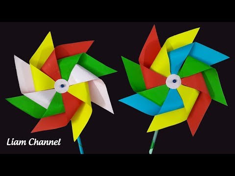 Hướng dẫn làm chong chóng bằng giấy 8 cánh | How to make a Paper Windmill for Kids | Liam Channel