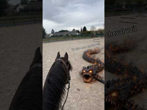 Le cheval qui voit des fantomes 👀🤡 (puissance 10 en hiver 🥶🥲) #cheval #equitation #peur
