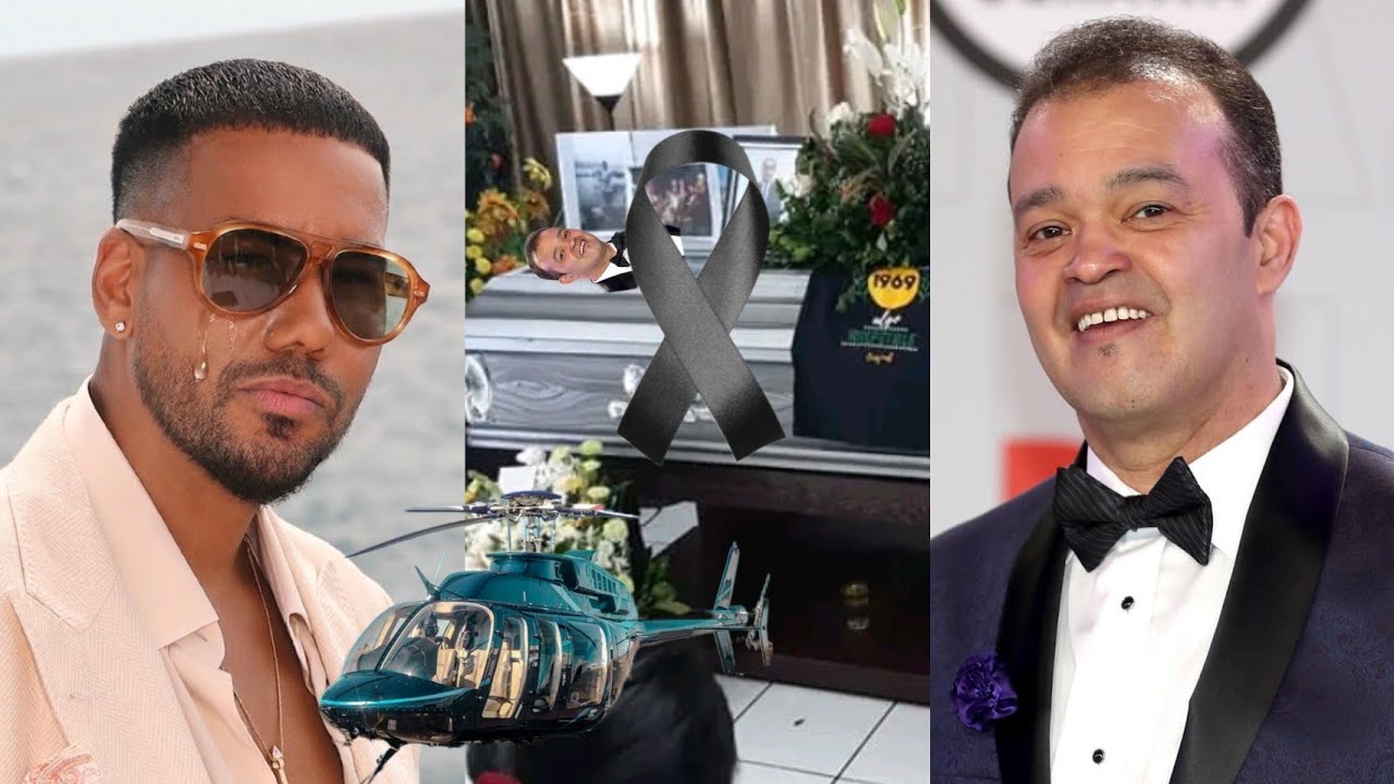 Romeo Santos arrives at Alex Bueno's funeral in his private helicopter and his daughter starts cr... - YouTube
