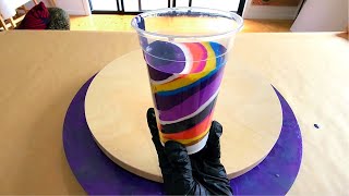 🤓Turning Spin Art &amp; Straight Pour WHAT HAPPENS? Purple &amp; Gold