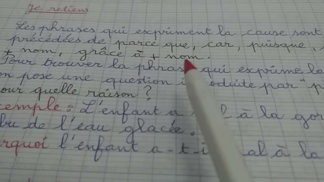 Savoir le sens de la cause السبب