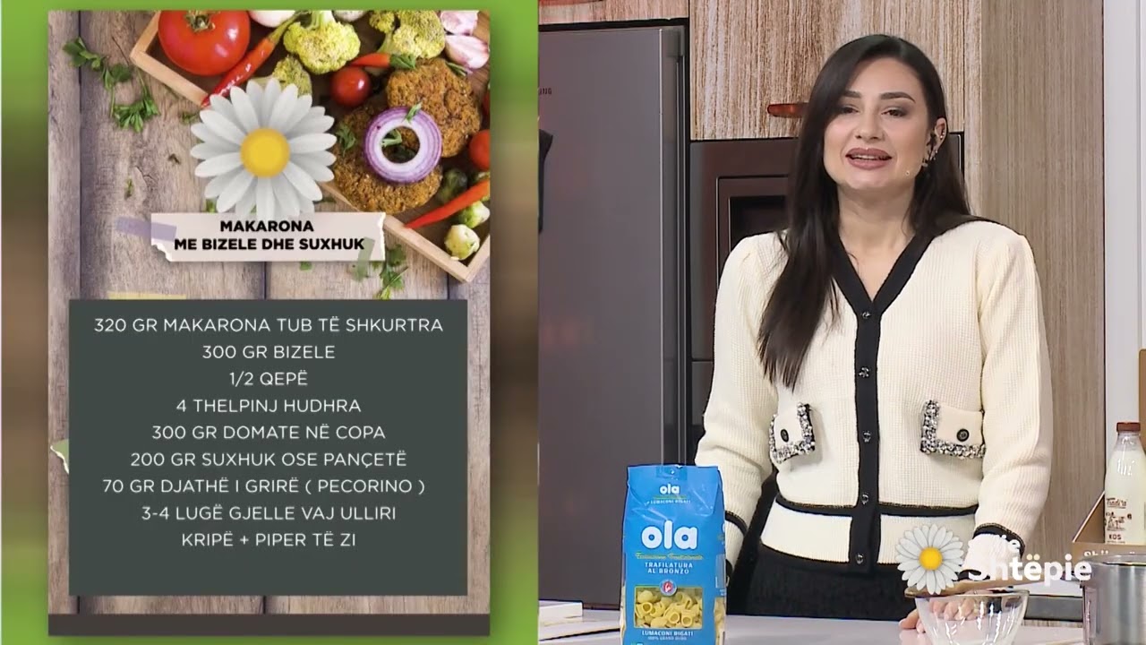 Shije Shtëpie -  Makarona me bizele dhe suxhuk nga zonja Vjollca - Tv Klan