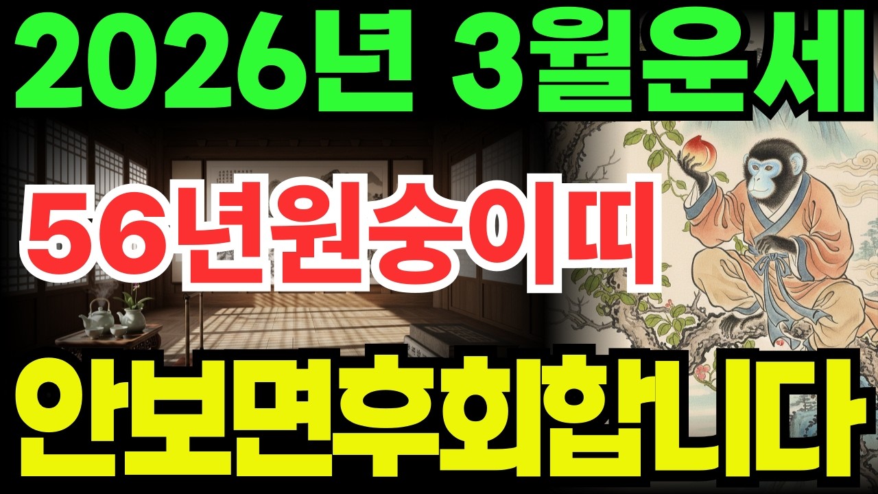 [56년원숭이띠운세]안보면100%후회하는1956년병신생원숭이띠26년3월운세