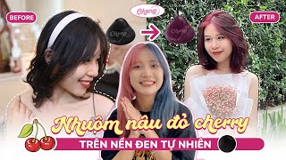 Nhuộm tóc tại nhà cực dễ: Nâu đỏ cherry từ nền đen