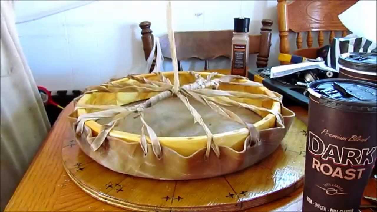 How to make a hand drum with NDN JOE 2014, Elk skin, raw,hide, native
