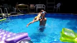 Alex And Alina Playing In The Pool.