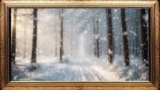 Framed TV Art Winter Country Road – Peaceful Snowfall with Gentle Country Sky Music