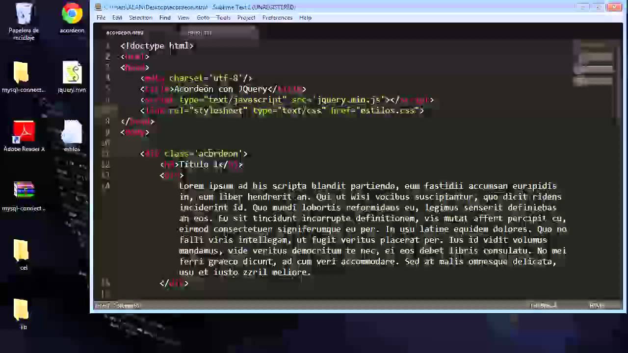 Tutoriales JQuery Efecto Acordeón YouTube