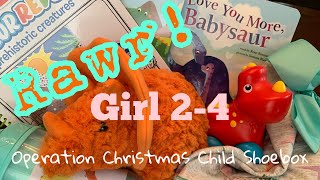 DINOSAUR RAWR 🦕 GIRL 2-4 OCC SHOEBOX UNBOXING | Operation Christmas Child 2021