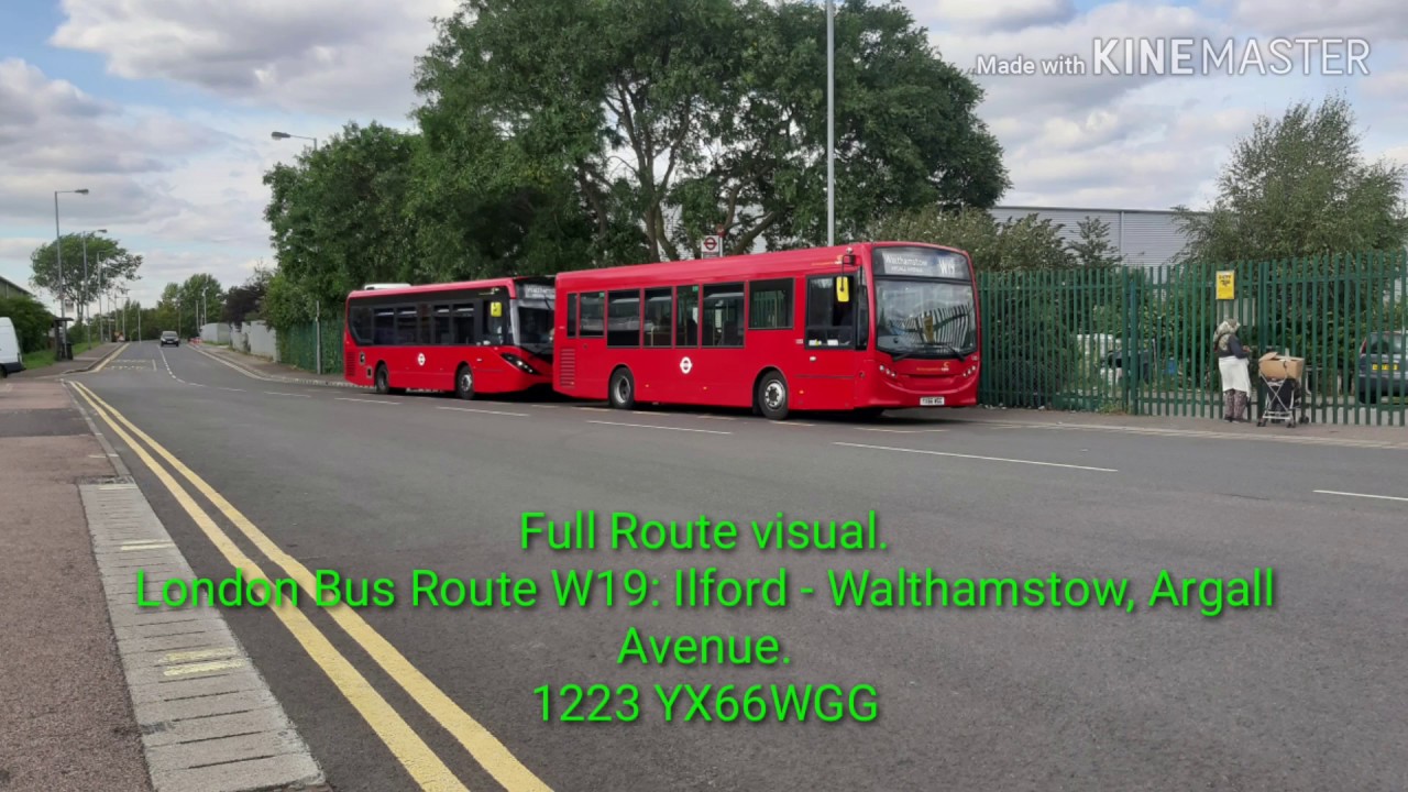 Full Route visual. London Bus Route W19: Ilford - Walthamstow, Argall Avenue. 1223.