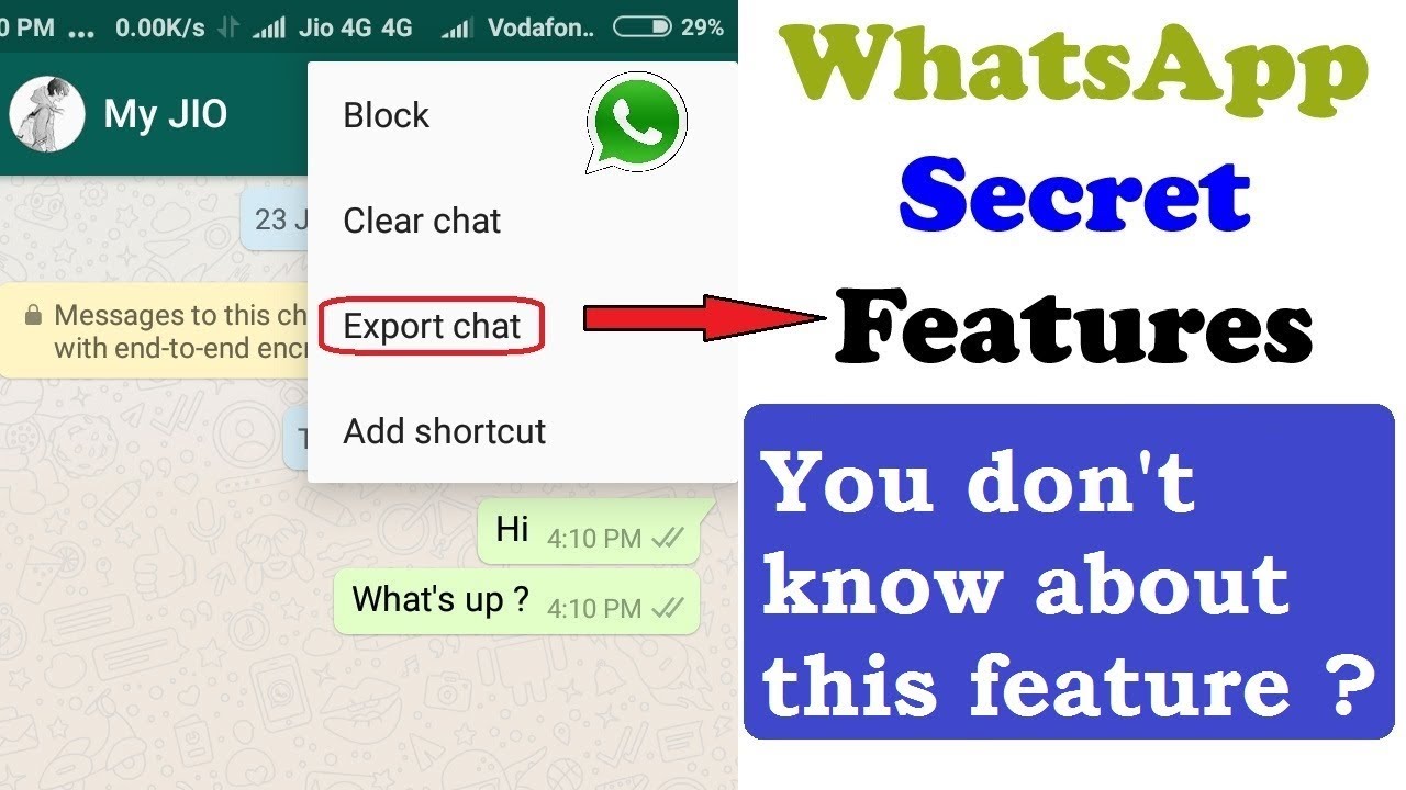 Whastsapp Export Chat Settings || Whatsapp Secret Features In Hindi