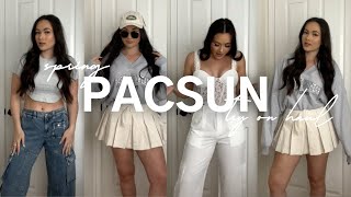 PACSUN SPRING HAUL | favorite denim, lace corset top, mini skirts, favorite sweat sets, etc...