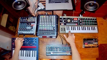 Korg Volca Beats + Microkorg mk1 + Korg Monologue + Roland JU-06A +Akai APC20 session #12