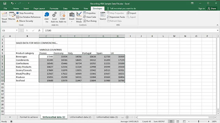 Microsoft Excel 2016 - Recording a Macro