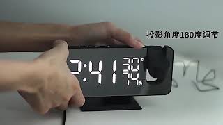 LED Mirror Alarm Clock Temperature and Humidity Display with Radio and Time Projection screenshot 3