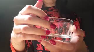ASMR tapping on glass with red, long natural nails *no talking*