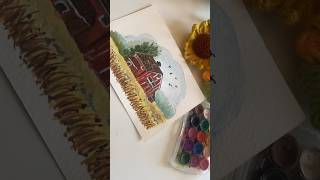 Easy water colour landscape painting ❤️✨ #shorts #painting #drawing #ytshorts #watercolor #art