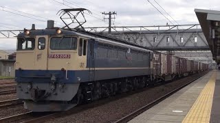 高速コンテナ列車 5087レ EF65 2083(新)原色 赤プレート+コキ20両 清洲駅 通過 2021年9月30日(木)撮影