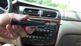 Remove a Double DIN stereo without dealer keys. Remove a Double DIN stereo without dealer keys.
