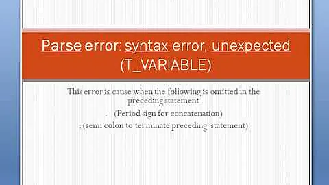 Parse error: syntax error, unexpected  (T_VARIABLE)