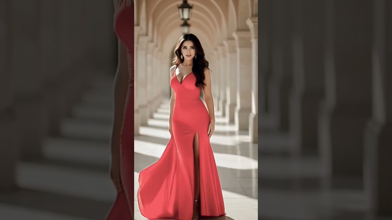 Glamorous Beauty in Orange Gown Walking Through Dubai Palace ✨🏰| Fashion Vibes 