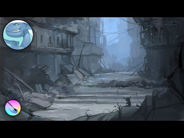 Ruins of the city. Speed painting with Krita.