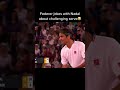 Federer jokes with Nadal about challenging serve 😂😂#tennis#nadal#federer#shorts...