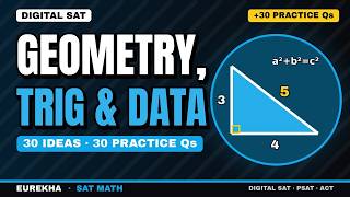 SAT Math Geometry, Trigonometry & Data in One Lesson: 30 Key Ideas + 30 Practice Questions