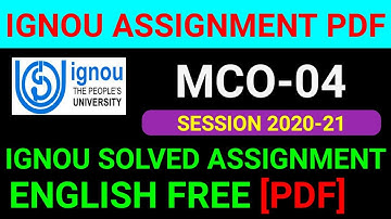 MCO 04 Solved Assignment 2021, MCO 4 Solved Assignment 2020-21 in English, MCO 4 Assignment